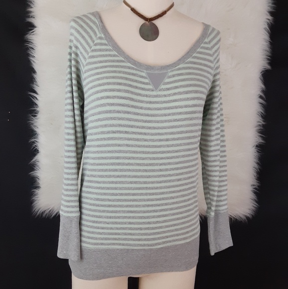 Victoria's Secret Tops - Victoria Secret  Green Grey Striped Shirt Size M